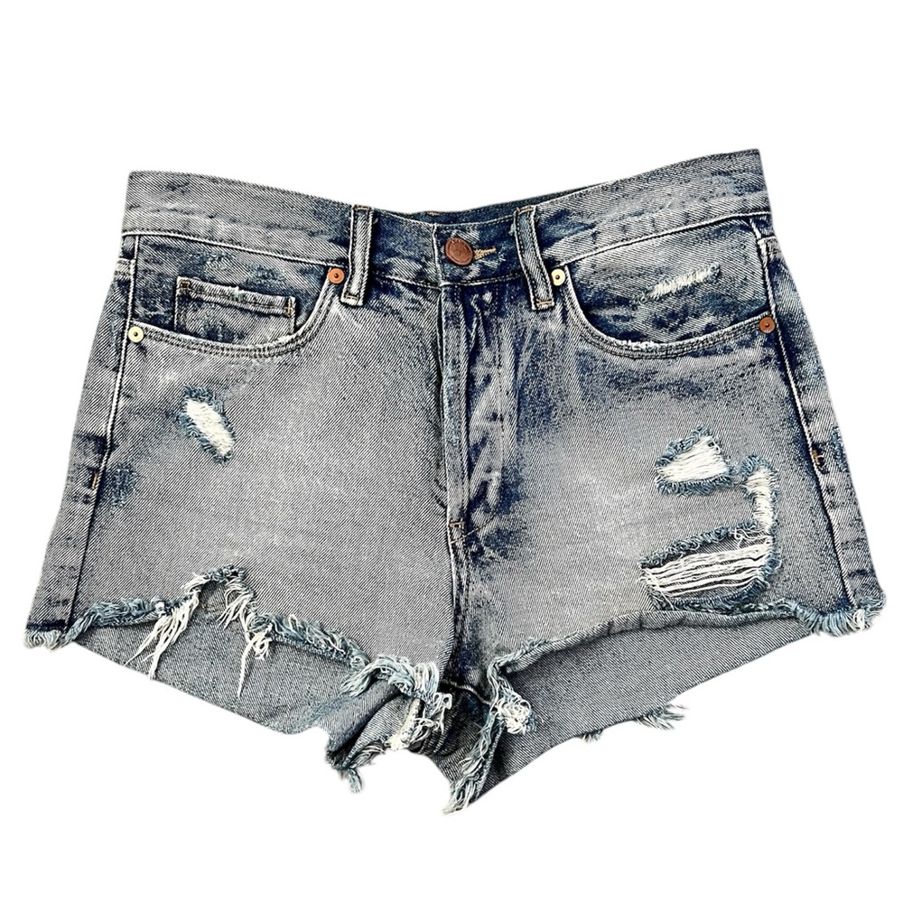 Blank NYC Cotton Blue Denim Distressed Light Wash Jean Shorts